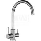 фотография смеситель для мойки oute шаровый d35 (гайка,с подводкой) с каналом для пит.воды нерж., арт. t60203b от интернет-магазина СантехКомплект-Прикамье