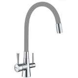 фотография смеситель для мойки oute шаровый d35 (гайка,с подводкой, гибкий излив) с каналом для пит.воды нерж. серый, арт. t60003b-5 от интернет-магазина СантехКомплект-Прикамье